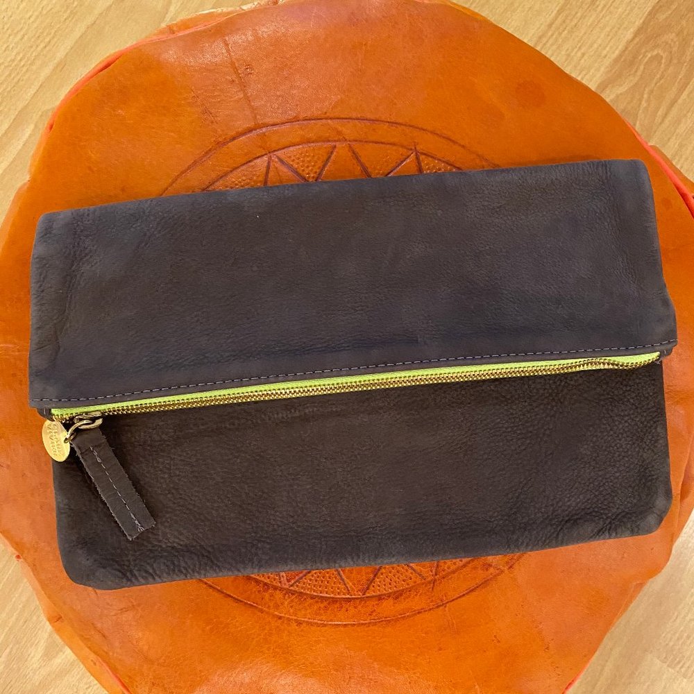 Clare Vivier Suede Foldover Clutch